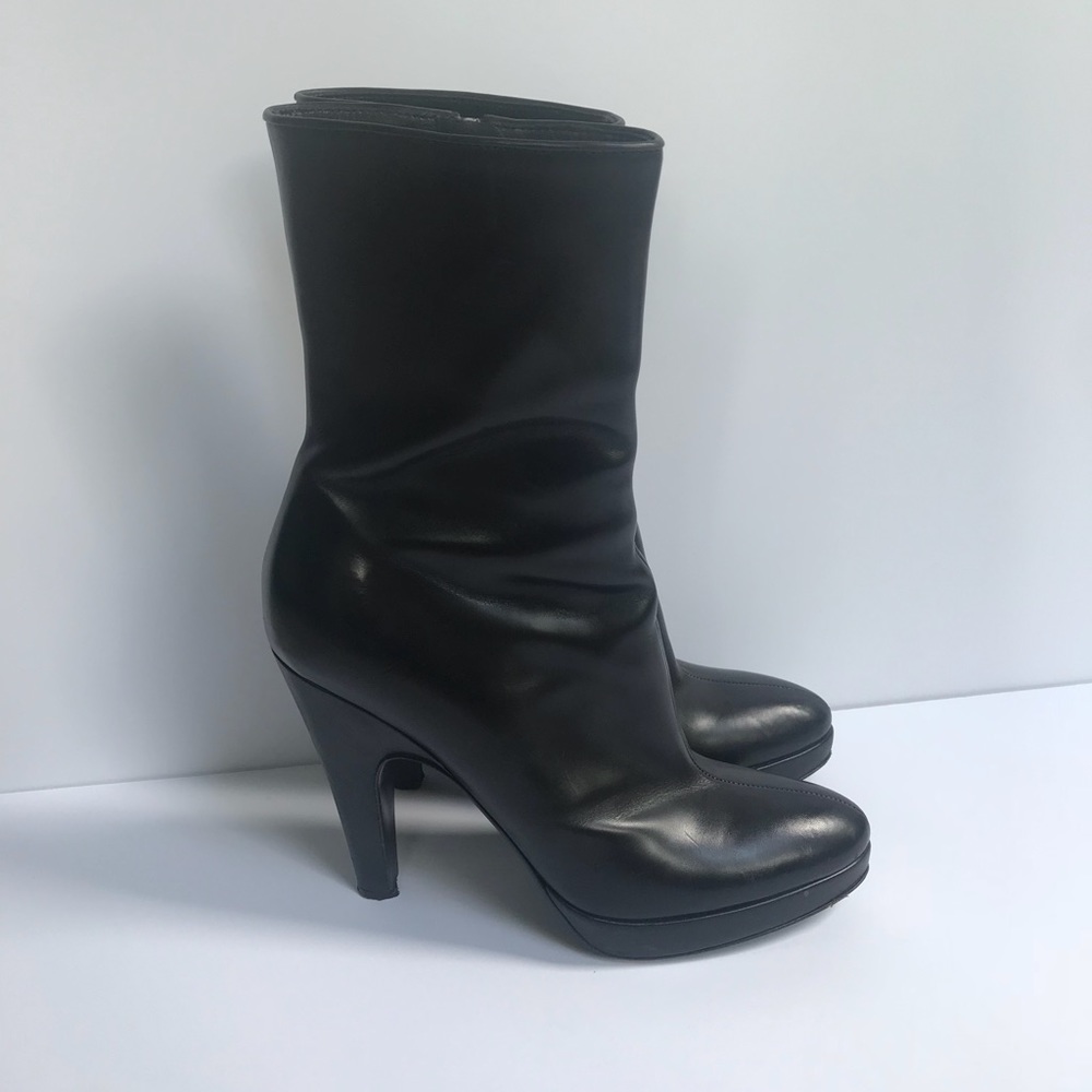 Prada Black Leather platform ankle boots 38.5